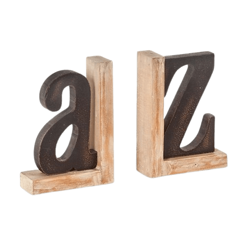 WOOD & ALUMINIUM BOOKEND HOLDER (BLACK & POLISH)